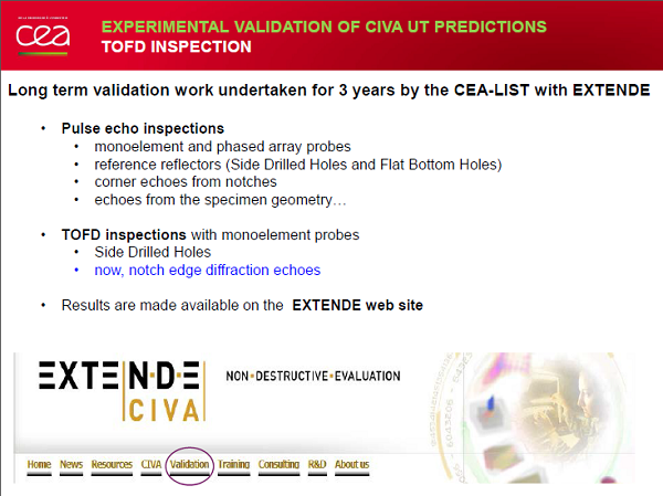 Experimental study for the validation of CIVA predictions in TOFD inspections